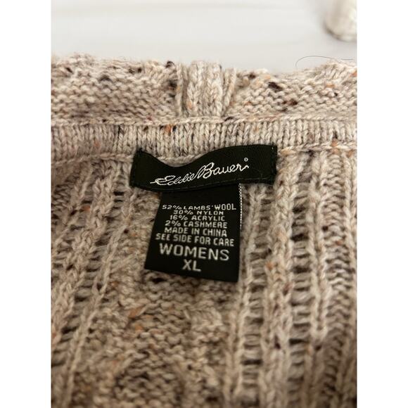 Eddie Bauer Women’s Wool & Cashmere Blend Hooded Cable Knit Fisherman Sweater XL - Picture 12 of 13